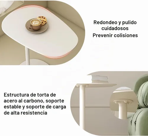 Vista 5 de Mesa auxiliar moderna de metal en forma de C para sofá, mesa auxiliar delgada para sofá, mesa auxiliar de aperitivos, bandejas de TV para comer