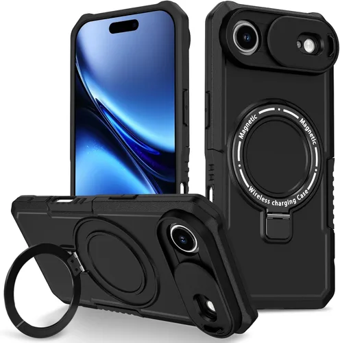 Vista 128 de Funda magnética para iPhone 11, soporte de anillo con ventana corrediza, funda protectora mate a prueba de golpes para iPhone 11 6.1, fundas
