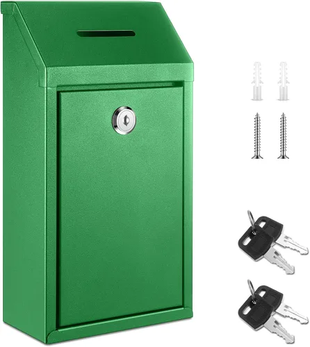 Vista 28 de Yaocom Caja de Recolectión de Donaciones de Efectivo de Metal Caja de Sugerencias Segura con Cerradura Montada en la Pared Buzón de Entrega