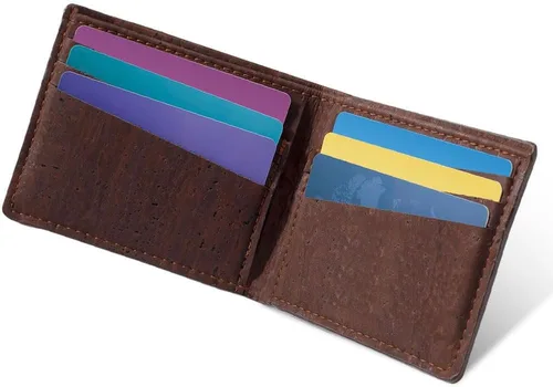 Vista 8 de Corkor Billetera plegable para hombre, delgada Negro