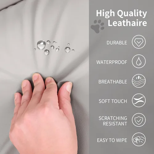 Vista 4 de Sofá moderno para mascotas de 37 pulgadas con tela sintética resistente a los arañazos y patas ajustables, sofá elevado para perros pequeños