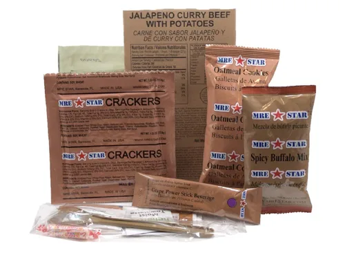 Vista 7 de MRE STAR Survival - Caja de comidas de emergencia listas para comer con accesorios y FRH, embalaje compacto y ligero, vida útil prolongada, 12