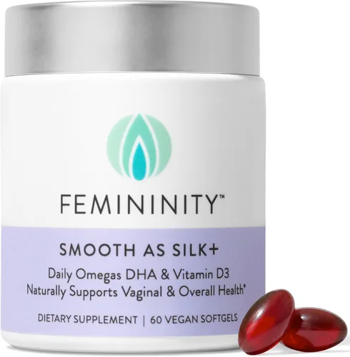 Vista 9 de Femininity Suave como la seda + recarga de 30 días para la sequedad vaginal (60 cápsulas blandas) – Mezcla de aceite de espino amarillo, vitamina D3