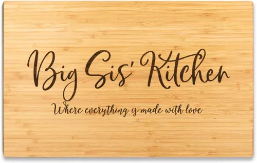 Vista 28 de Andaz Press Tabla de cortar grande de madera de bambú, 17.75 x 11 pulgadas, Aunt's Kitchen Where Everything is Made With Love, 1 paquete, tabla