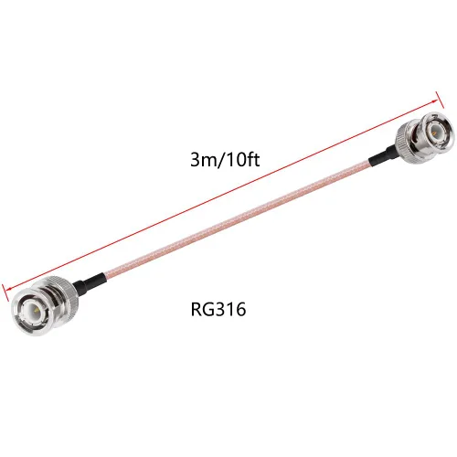 Vista 3 de Cable BNC macho a BNC macho de 50 ohmios BNC macho a macho RG316 RF Coaxial Pigtail Cable de puente de 10 pies/9.8 ft para antenas de RF Jamón Radio