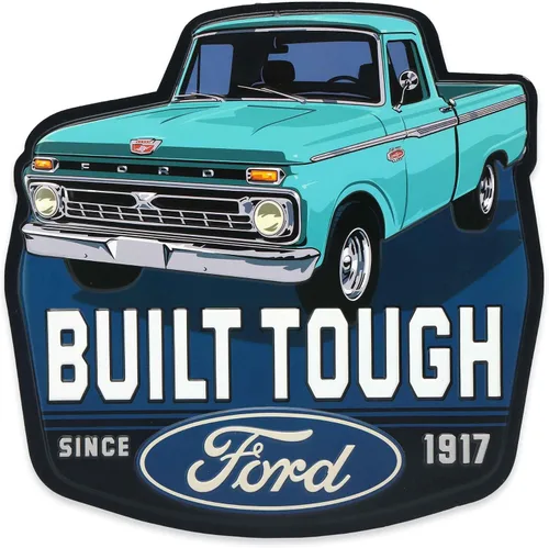 Vista 30 de Ford Logo Evolution - Letrero de metal vertical en relieve – Letrero vintage de Ford para garaje o cueva de hombre