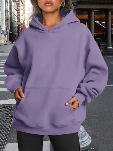 Vista 30 de Trendy Queen - Sudaderas extragrandes con capucha para mujer, suéteres de manga larga, sin botones, de vellón, de otoño, ropa de invierno