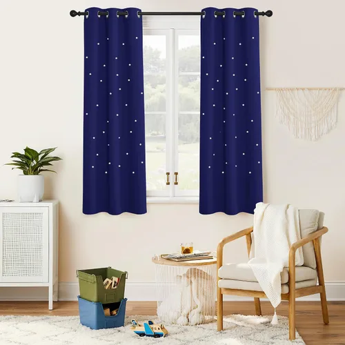 Vista 59 de NICETOWN - Cortinas de oscurecimiento de habitación con estrellas en rosa bebé, de 45 pulgadas de largo para dormitorio de niñas, cortinas