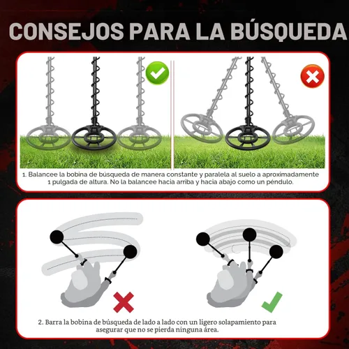 Vista 10 de DR.ÖTEK Detector de metales ligero para adultos, multifunción con pinpointer, gran bobina impermeable para mayor profundidad con LCD retroiluminado