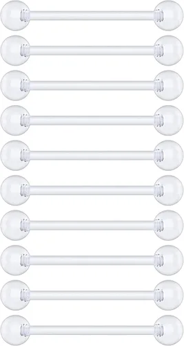 Vista 8 de Anillos de plástico para pezón – Anillos de lengua transparentes – Piercing hipoalergénico recto Bioflex