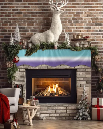Vista 2 de Bufanda de 60 x 17 pulgadas, color azul degradado, verde azulado a morado, para chimenea, cubierta de mantel para el hogar, sala de estar
