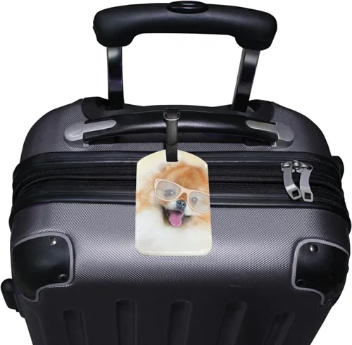Vista 7 de BAXIEJ - 2 etiquetas de equipaje para maleta, lindas etiquetas de equipaje de perro pomerania con etiquetas de identificación de nombre para viajes