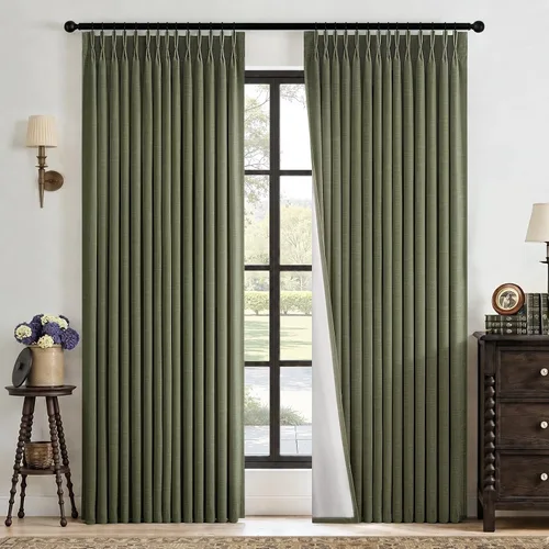 Vista 38 de Topfinel - Cortinas opacas plisadas de 96 pulgadas para dormitorio, 2 paneles Natural