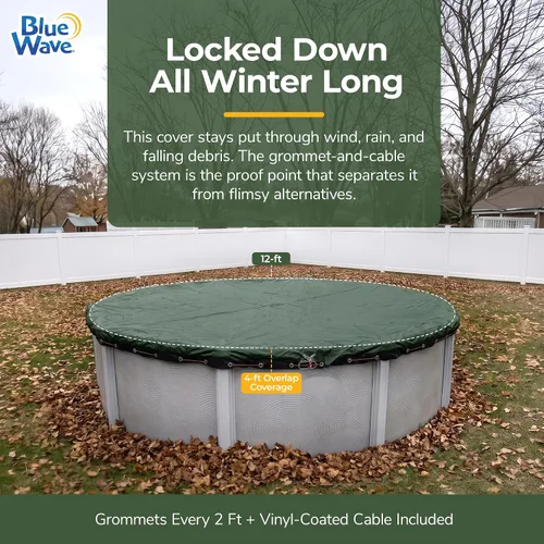 Vista 2 de Blue Wave BWC800 Gold - Cubierta rectangular de invierno para piscinas a ras de suelo, 24 x 40 pies, verde bosque Solid polyethylene, heat-sealed