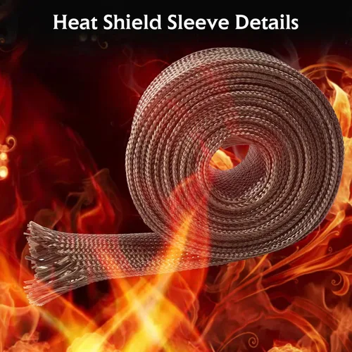 Vista 9 de Funda de protección térmica de alta temperatura – Línea de combustible para motor de automóvil, manguera de protección térmica, protector de cable