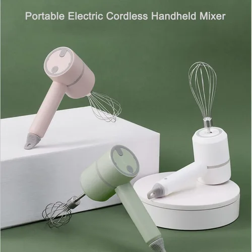 Vista 4 de Batidora de Mano, Mezclador de Mano Eléctrico Portátil Inalámbrico, 3 velocidades Recargable por USB con Batidoras Gemelas y Separador de Huevos