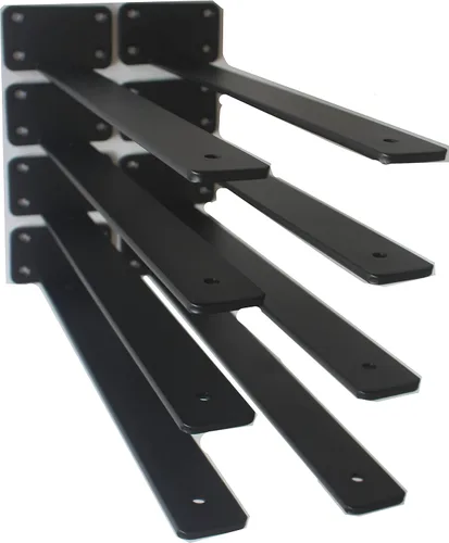 Vista 32 de Paquete de 2 - Soportes de estante en L ocultos negros de 4 pulgadas (1/5 pulgada de grosor) Soportes de estante flotante de hierro Soportes