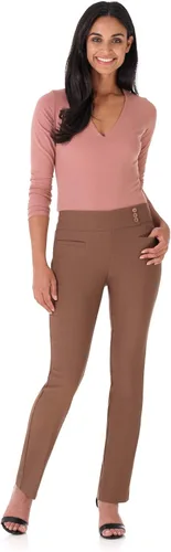 Vista 4 de Rekucci - Pantalones elegantes y rectos para mujer fácil de ponerse para uso diario con control de barriga