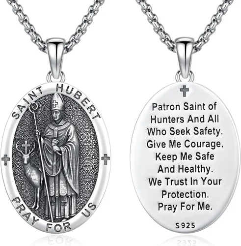 Vista 12 de Collar de amuleto de medalla de San Patrono de plata/oro de 14 39A-St Peregrino-Plata