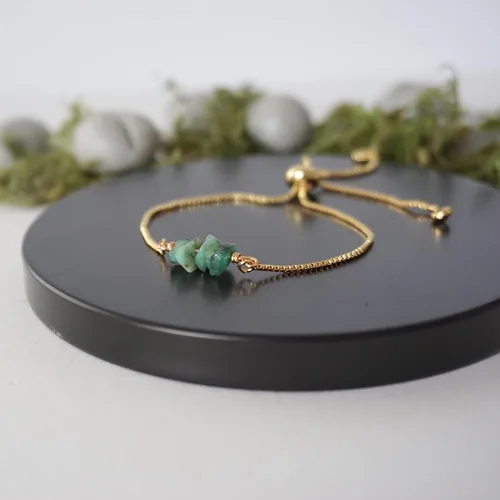 Vista 12 de Designs by Nature Gems Pulsera de piedra natal de cristal hecha a mano, pulsera de bolo de cadena deslizante ajustable, chapado en oro