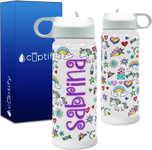 Vista 11 de Cuptify Botella de agua personalizada de unicornio con tapa y funda protectora de silicona, regalo personalizado para niñas que creen en la magia