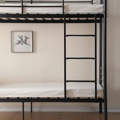 Vista 8 de Bonnlo Litera individual sobre individual para niños, adolescentes y adultos, cama resistente de 2 pisos con escalera plana y barandilla de 13