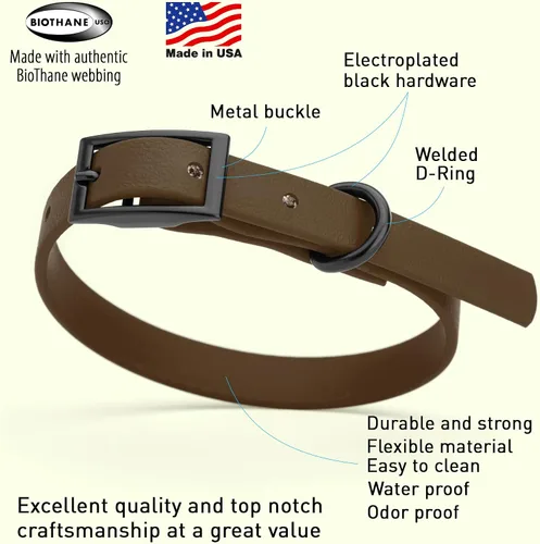 Vista 95 de Dogline Biothane - Collar impermeable para perro con hebilla de liberación rápida, resistente cincha de nailon recubierta con resistente y a prueba