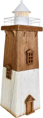 Vista 8 de Decoración de faro de madera con luces, decoración náutica de mesa, torre decorativa, luz de torre para centros de mesa con temática de playa