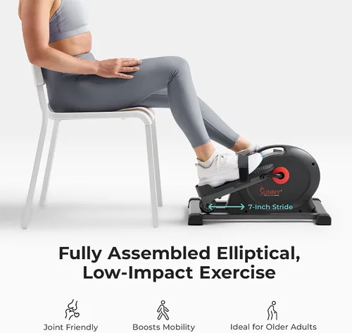 Vista 2 de Sunny Health & Fitness Under Desk Pedal Elliptical Machine Leg Exerciser Joint-Friendly, Quiet Operation, Adjustable Resistance, Compact, Compact