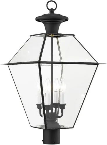 Vista 4 de Livex Lighting 2388-04 Westover - Cabezal de poste para exteriores con 4 luces, color negro