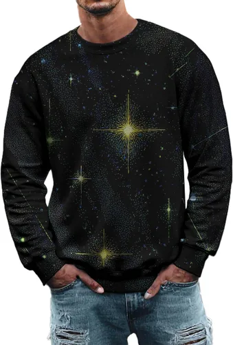 Vista 12 de MARSVOVO Sudadera para hombre 2025 para otoño e invierno, cuello redondo, básica, holgada, cómoda, cálida, moderna, casual, estampado, sin botones