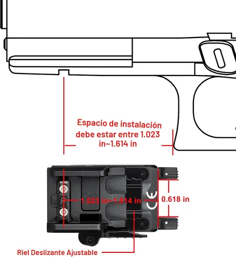 Vista 2 de OLIGHT PL-Mini 2 Valkyrie - Luz táctica compacta recargable por USB magnética de 600 lúmenes con riel ajustable, equipo de caza, linterna LED CW
