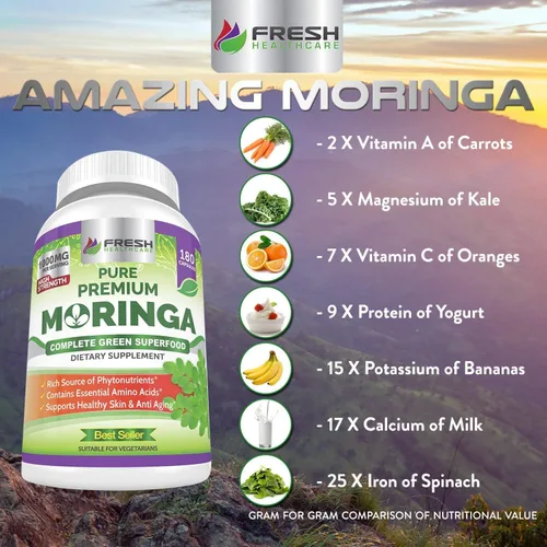 Vista 5 de FRESH HEALTHCARE Ashwagandha KSM 66 y Moringa Superfood - Bundle