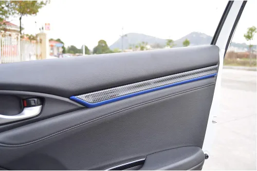 Vista 6 de LEXLEY 4 piezas de panel de puerta interior moldura de puerta cubierta ABS estilo fibra de carbono estilo calcomanía accesorios para Honda 4 puertas