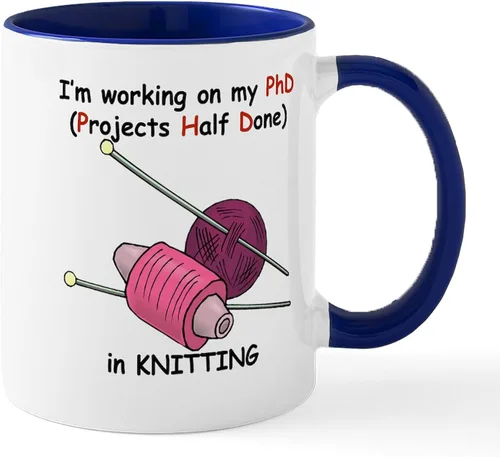 Vista 13 de CafePress Knitting Phd (Projects Half D Mug 11 oz (11.0 fl oz) Taza de café de cerámica