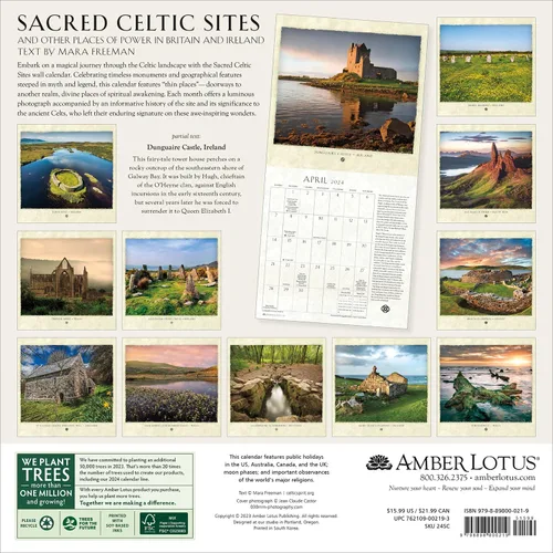 Vista 2 de Sacred Celtic Sites 2024 Wall Calendar And Other Places of Power in Britain and Ireland 12" x 24" Open Amber Lotus Publishing
