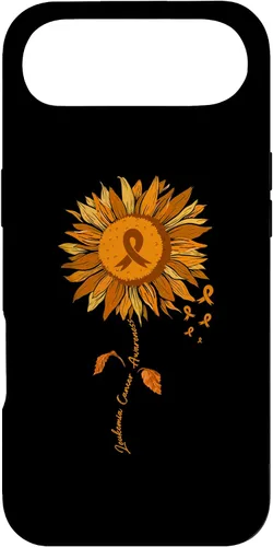 Vista 27 de Funda para iPhone 17 con cinta naranja y girasol de conciencia sobre la leucemia