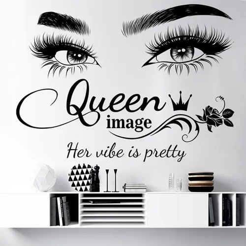 Vista 4 de Arawat Calcomanías de pared de pestañas para dormitorio, citas de ojos de reina, murales para decoración de sala de estar, calcomanías de decoración
