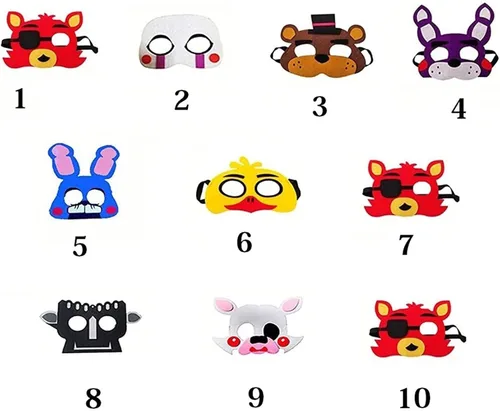 Vista 2 de eHoome 10 unidades por juego de máscaras FNAF suministros de fiesta de Five Nights at Freddy máscaras elásticas suministros de fiesta de disfraces