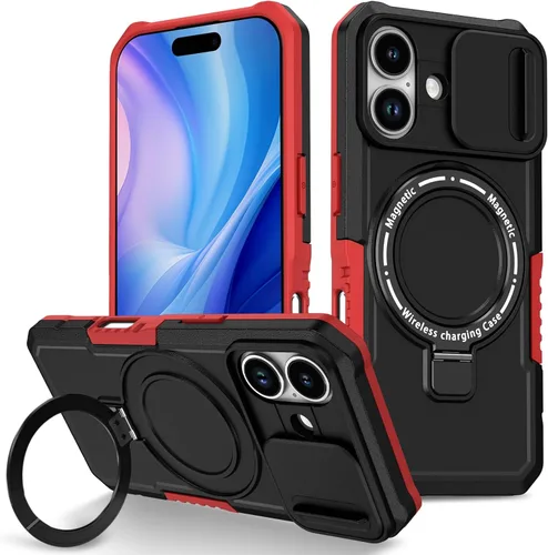 Vista 75 de Funda magnética para iPhone 11, soporte de anillo con ventana corrediza, funda protectora mate a prueba de golpes para iPhone 11 6.1, fundas