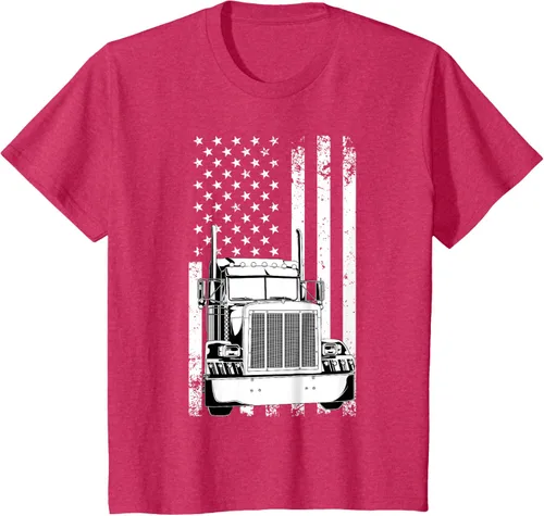 Vista 45 de Camión conductor bandera americana camionero vintage hombres mujeres regalo camiseta