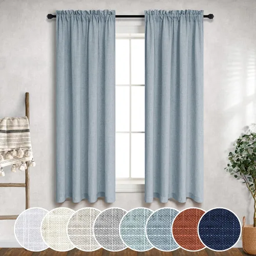Vista 57 de Mrs.Naturall - Cortinas transparentes con bolsillo para barra de 36x63 pulgadas de lino mezclado negro