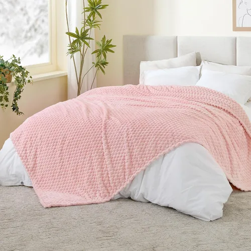 Vista 227 de BEDELITE Manta de forro polar para sofá y cama, manta decorativa de jacquard 3D de almendra, súper suave y acogedora, manta mullida cálida adecuada