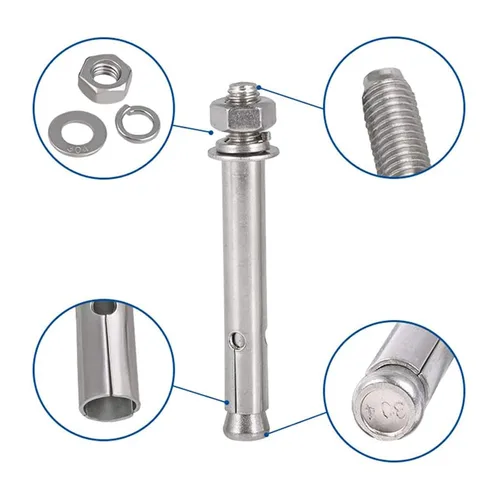 Vista 3 de 5 piezas de pernos de expansión de acero inoxidable 304 M6 x 1.969 in 304, tornillo de expansión hexagonal externo, anclaje de manguera, cubierta