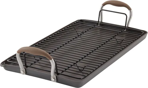 Vista 24 de Anolon Advanced Home Parrilla/Plancha Plana Antiadherente de Doble Quemador Anodizada Dura, 10 x 18 Pulgadas, Índigo