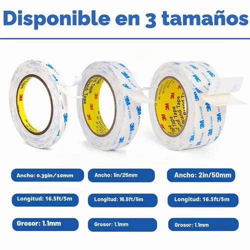 Vista 2 de Cinta de doble cara de 0.39 x 16.5 pies, cinta de montaje resistente sin residuos, tiras de cinta de espuma de polietileno extraíbles, cinta