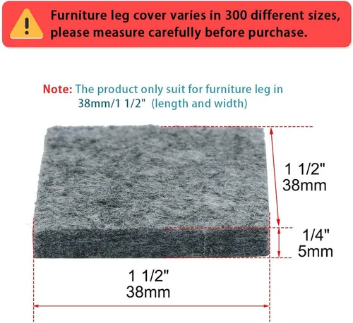 Vista 2 de uxcell 30pcs Muebles Almohadillas Cuadradas 1 1/2" Autoadherente Antiarañazos Antiarañazos Almohadillas de Fieltro Protector de Pisos Gris