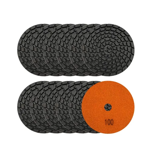 Vista 9 de SHDIATOOL Almohadillas de pulido de diamante de 4 pulgadas para hormigón, grano 50, paquete de 12 – pulido en húmedo, diseño turbo en espiral