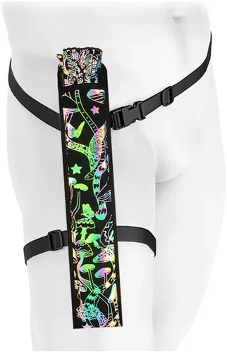 Vista 2 de Ventilador de mano plegable de bambú holográfico con funda para hombresmujeres, ventilador de mano para EDM, festival de música, club, extraño