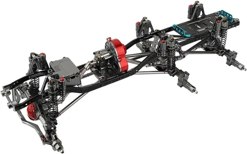 Vista 8 de Juego de marcos de chasis de 17.717 in de distancia entre ejes de 6 x 6 con transmisión frontal, medio trasero, eje completo para 1/10 RC Crawler